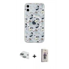 MARSİLYAN™- iPhone 11 Kılıf Pusula Form - Siyah Bilvis 3D Cam Ekran Koruyucu + Pers Alüminyum Kamera Lens - YL