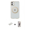 MARSİLYAN™- iPhone 11 Kılıf Pusula Form - Siyah Bilvis 3D Cam Ekran Koruyucu + Renkli Kamera Lens Koruma Cam - YL