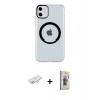 MARSİLYAN™- iPhone 11 Kılıf Pusula Form - Siyah Bilvis 3D Cam Ekran Koruyucu + Renkli Kamera Lens Koruma Cam - YL