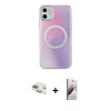 MARSİLYAN™- iPhone 11 Kılıf Pusula Form - Siyah Bilvis 3D Mat Cam Ekran Koruyucu + Pers Alüminyum Kamera Lens - GD