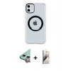 MARSİLYAN™- iPhone 11 Kılıf Pusula Form - Siyah Bilvis 3D Mat Cam Ekran Koruyucu + Raze Metal Kamera Lens - KI
