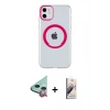 MARSİLYAN™- iPhone 11 Kılıf Pusula Form - Siyah Bilvis 3D Mat Cam Ekran Koruyucu + Raze Metal Kamera Lens - KI
