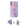 MARSİLYAN™- iPhone 11 Kılıf Pusula Form - Siyah Bilvis 3D Mat Cam Ekran Koruyucu + Raze Metal Kamera Lens - MR