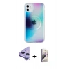 MARSİLYAN™- iPhone 11 Kılıf Pusula Form - Siyah Bilvis 3D Mat Cam Ekran Koruyucu + Raze Metal Kamera Lens - MR