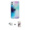 MARSİLYAN™- iPhone 11 Kılıf Pusula Form - Siyah Bilvis 3D Mat Cam Ekran Koruyucu + Pers Alüminyum Kamera Lens - YL
