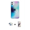 MARSİLYAN™- iPhone 11 Kılıf Pusula Form - Siyah Bilvis 3D Mat Cam Ekran Koruyucu + Pers Alüminyum Kamera Lens - GI