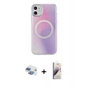 MARSİLYAN™- iPhone 11 Kılıf Pusula Form - Siyah Bilvis 3D Mat Cam Ekran Koruyucu + Pers Alüminyum Kamera Lens - GI