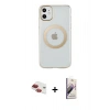MARSİLYAN™- iPhone 11 Kılıf Pusula Form - Siyah Bilvis 3D Mat Cam Ekran Koruyucu + Pers Alüminyum Kamera Lens - KI