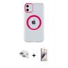 MARSİLYAN™- iPhone 11 Kılıf Pusula Form - Siyah Bilvis 3D Mat Cam Ekran Koruyucu + Pers Alüminyum Kamera Lens - YL