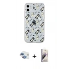 MARSİLYAN™- iPhone 11 Kılıf Pusula Form - Siyah Bilvis 3D Mat Cam Ekran Koruyucu + Pers Alüminyum Kamera Lens - GI