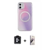 MARSİLYAN™- iPhone 11 Kılıf Pusula Form - Siyah Bilvis 3D Mat Cam Ekran Koruyucu + PVD Metal Kamera Lens - MI