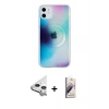 MARSİLYAN™- iPhone 11 Kılıf Pusula Form - Siyah Bilvis 3D Mat Cam Ekran Koruyucu + Raze Metal Kamera Lens - GS