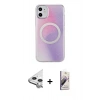 MARSİLYAN™- iPhone 11 Kılıf Pusula Form - Siyah Bilvis 3D Mat Cam Ekran Koruyucu + Raze Metal Kamera Lens - GS