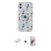 MARSİLYAN™- iPhone 11 Kılıf Pusula Form - Siyah Bilvis 3D Mat Cam Ekran Koruyucu + Renkli Kamera Lens Koruma Cam - SI