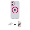 MARSİLYAN™- iPhone 11 Kılıf Pusula Form - Siyah Bilvis 3D Mat Cam Ekran Koruyucu + Renkli Kamera Lens Koruma Cam - PE