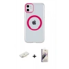 MARSİLYAN™- iPhone 11 Kılıf Pusula Form - Siyah Bilvis 3D Mat Cam Ekran Koruyucu + Renkli Kamera Lens Koruma Cam - SI