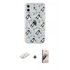 MARSİLYAN™- iPhone 11 Kılıf Pusula Form - Siyah Bilvis 3D Mat Cam Ekran Koruyucu + Renkli Kamera Lens Koruma Cam - SI