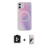 MARSİLYAN™- iPhone 11 Kılıf Pusula Form - Siyah Bilvis 3D Mat Cam Ekran Koruyucu + PVD Metal Kamera Lens - SH