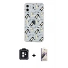 MARSİLYAN™- iPhone 11 Kılıf Pusula Form - Siyah Bilvis 3D Mat Cam Ekran Koruyucu + PVD Metal Kamera Lens - SH