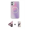 MARSİLYAN™- iPhone 11 Kılıf Pusula Form - Siyah Bilvis 3D Mat Cam Ekran Koruyucu + Siyah Raze Metal Kamera Lens