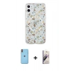 MARSİLYAN™- iPhone 11 Kılıf Pusula Form - Siyah Bilvis 3D Mat Cam Ekran Koruyucu + Neon Fosforlu Kamera Lens - TU