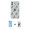 MARSİLYAN™- iPhone 11 Kılıf Pusula Form - Siyah Bilvis 3D Mat Cam Ekran Koruyucu + Neon Fosforlu Kamera Lens - TU