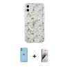 MARSİLYAN™- iPhone 11 Kılıf Pusula Form - Siyah Bilvis 3D Mat Cam Ekran Koruyucu + Neon Fosforlu Kamera Lens - YL
