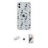 MARSİLYAN™- iPhone 11 Kılıf Pusula Form - Siyah Bilvis 3D Mat Cam Ekran Koruyucu + Yeşil Renkli Kamera Lens Koruma Cam