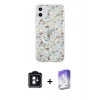 MARSİLYAN™- iPhone 11 Kılıf Pusula Form - Siyah Bilvis 5in1 3D Magic Cam Ekran Koruyucu + Mavi PVD Metal Kamera Lens
