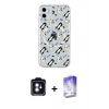 MARSİLYAN™- iPhone 11 Kılıf Pusula Form - Siyah Bilvis 5in1 3D Magic Cam Ekran Koruyucu + Mavi PVD Metal Kamera Lens