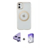 MARSİLYAN™- iPhone 11 Kılıf Pusula Form - Siyah Bilvis 5in1 3D Magic Cam Ekran Koruyucu + Raze Metal Kamera Lens - MR