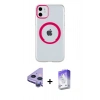 MARSİLYAN™- iPhone 11 Kılıf Pusula Form - Siyah Bilvis 5in1 3D Magic Cam Ekran Koruyucu + Raze Metal Kamera Lens - MR