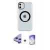 MARSİLYAN™- iPhone 11 Kılıf Pusula Form - Siyah Bilvis 5in1 3D Magic Cam Ekran Koruyucu + Raze Metal Kamera Lens - MR