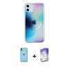 MARSİLYAN™- iPhone 11 Kılıf Pusula Form - Siyah Bilvis 5in1 3D Magic Cam Ekran Koruyucu + Neon Fosforlu Kamera Lens - TU