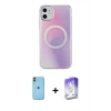 MARSİLYAN™- iPhone 11 Kılıf Pusula Form - Siyah Bilvis 5in1 3D Magic Cam Ekran Koruyucu + Neon Fosforlu Kamera Lens - TU