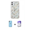 MARSİLYAN™- iPhone 11 Kılıf Pusula Form - Siyah Bilvis 5in1 3D Magic Cam Ekran Koruyucu + Neon Fosforlu Kamera Lens - TU