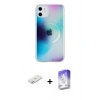 MARSİLYAN™- iPhone 11 Kılıf Pusula Form - Siyah Bilvis 5in1 3D Magic Cam Ekran Koruyucu + Renkli Kamera Lens Koruma Cam - PE