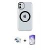 MARSİLYAN™- iPhone 11 Kılıf Pusula Form - Siyah Bilvis 5in1 3D Magic Cam Ekran Koruyucu + Pers Alüminyum Kamera Lens - GI