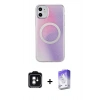 MARSİLYAN™- iPhone 11 Kılıf Pusula Form - Siyah Bilvis 5in1 3D Magic Cam Ekran Koruyucu + PVD Metal Kamera Lens - YL