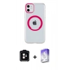 MARSİLYAN™- iPhone 11 Kılıf Pusula Form - Siyah Bilvis 5in1 3D Magic Cam Ekran Koruyucu + PVD Metal Kamera Lens - TU
