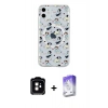 MARSİLYAN™- iPhone 11 Kılıf Pusula Form - Siyah Bilvis 5in1 3D Magic Cam Ekran Koruyucu + PVD Metal Kamera Lens - TU