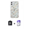 MARSİLYAN™- iPhone 11 Kılıf Pusula Form - Siyah Bilvis 5in1 3D Magic Cam Ekran Koruyucu + PVD Metal Kamera Lens - SH