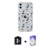 MARSİLYAN™- iPhone 11 Kılıf Pusula Form - Siyah Bilvis 5in1 3D Magic Cam Ekran Koruyucu + PVD Metal Kamera Lens - SH