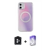 MARSİLYAN™- iPhone 11 Kılıf Pusula Form - Siyah Bilvis 5in1 3D Magic Cam Ekran Koruyucu + PVD Metal Kamera Lens - SH