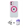 MARSİLYAN™- iPhone 11 Kılıf Pusula Form - Siyah Bilvis 5in1 3D Magic Cam Ekran Koruyucu + Raze Metal Kamera Lens - GS