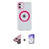 MARSİLYAN™- iPhone 11 Kılıf Pusula Form - Siyah Bilvis 5in1 3D Magic Cam Ekran Koruyucu + Raze Metal Kamera Lens - SH