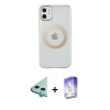 MARSİLYAN™- iPhone 11 Kılıf Pusula Form - Siyah Bilvis 5in1 3D Magic Cam Ekran Koruyucu + Raze Metal Kamera Lens - MI