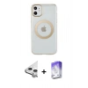 MARSİLYAN™- iPhone 11 Kılıf Pusula Form - Siyah Bilvis 5in1 3D Magic Cam Ekran Koruyucu + Raze Metal Kamera Lens - GS