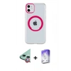 MARSİLYAN™- iPhone 11 Kılıf Pusula Form - Siyah Bilvis 5in1 3D Magic Cam Ekran Koruyucu + Raze Metal Kamera Lens - KI