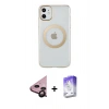 MARSİLYAN™- iPhone 11 Kılıf Pusula Form - Siyah Bilvis 5in1 3D Magic Cam Ekran Koruyucu + Raze Metal Kamera Lens - SH